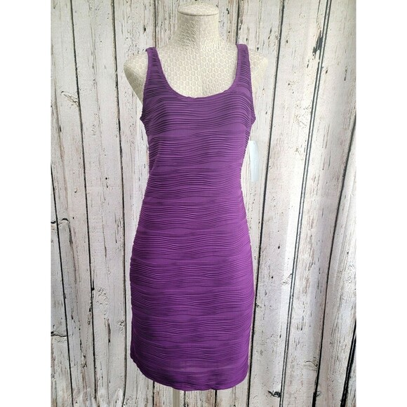 ALK Women's Medium NY Collection Purple Sleeveless Ribbed Shift Sheath Dress NEW - Picture 1 of 11
